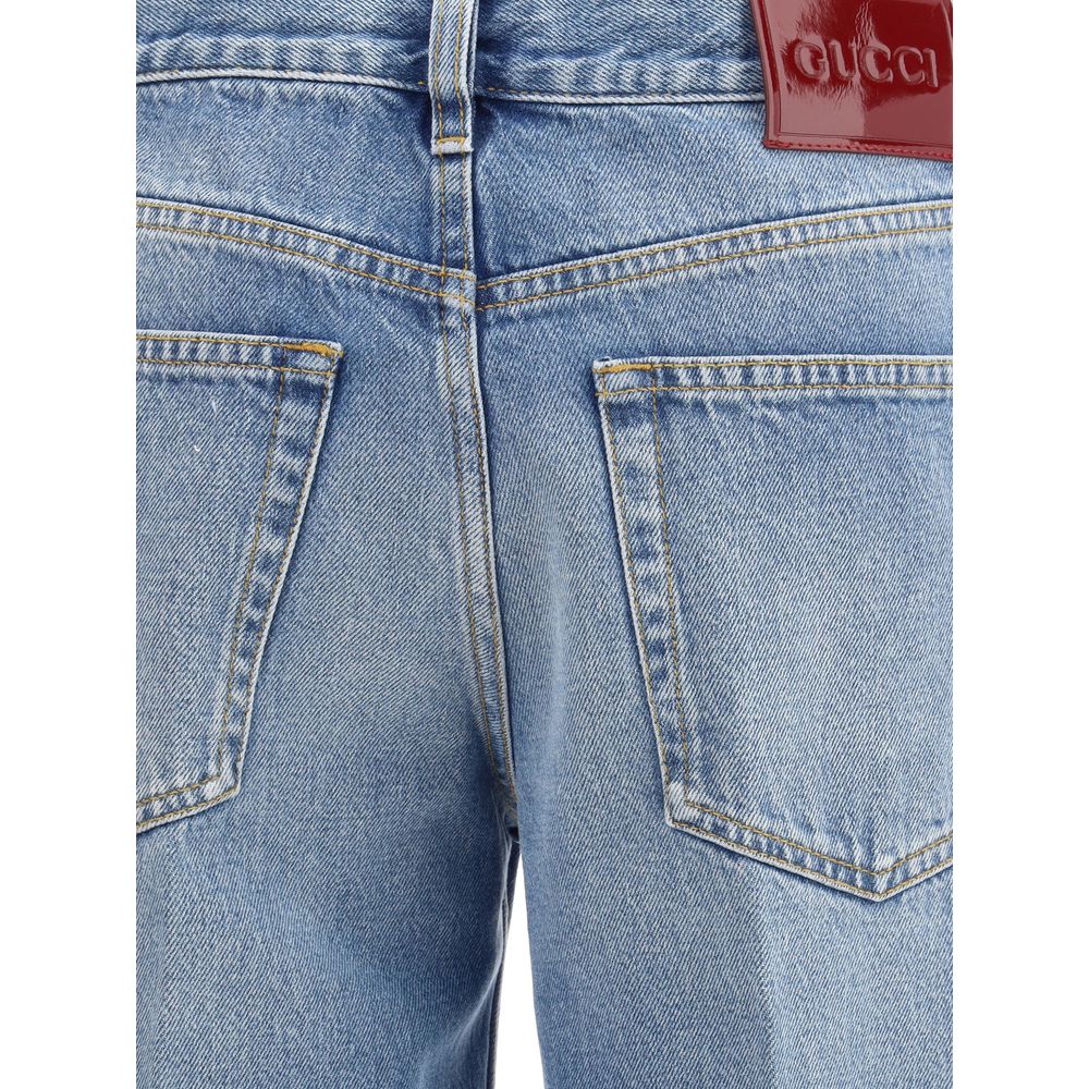 Gucci Hellblaue Baumwoll-Jeans mit geradem Bein