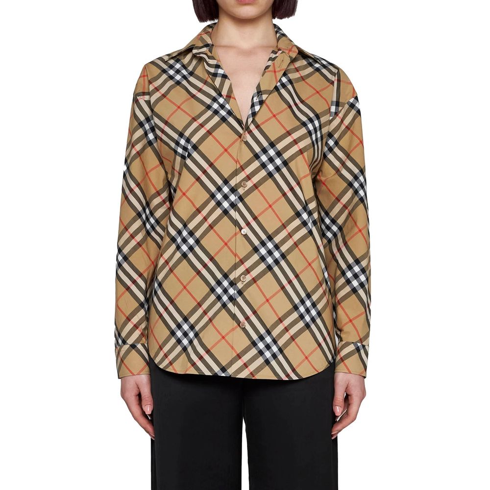 Burberry Baumwollhemd mit Muster in Braun