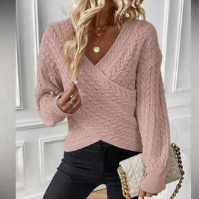 Winter-Ready Sweet Pink V-Neck Sweater - Feminin, Kuschelig & Eleganter Stil