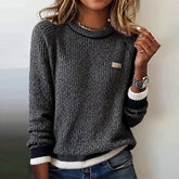 Stilvoller Grauer Rundhalspullover - Frühlingshafter Komfort & Eleganz