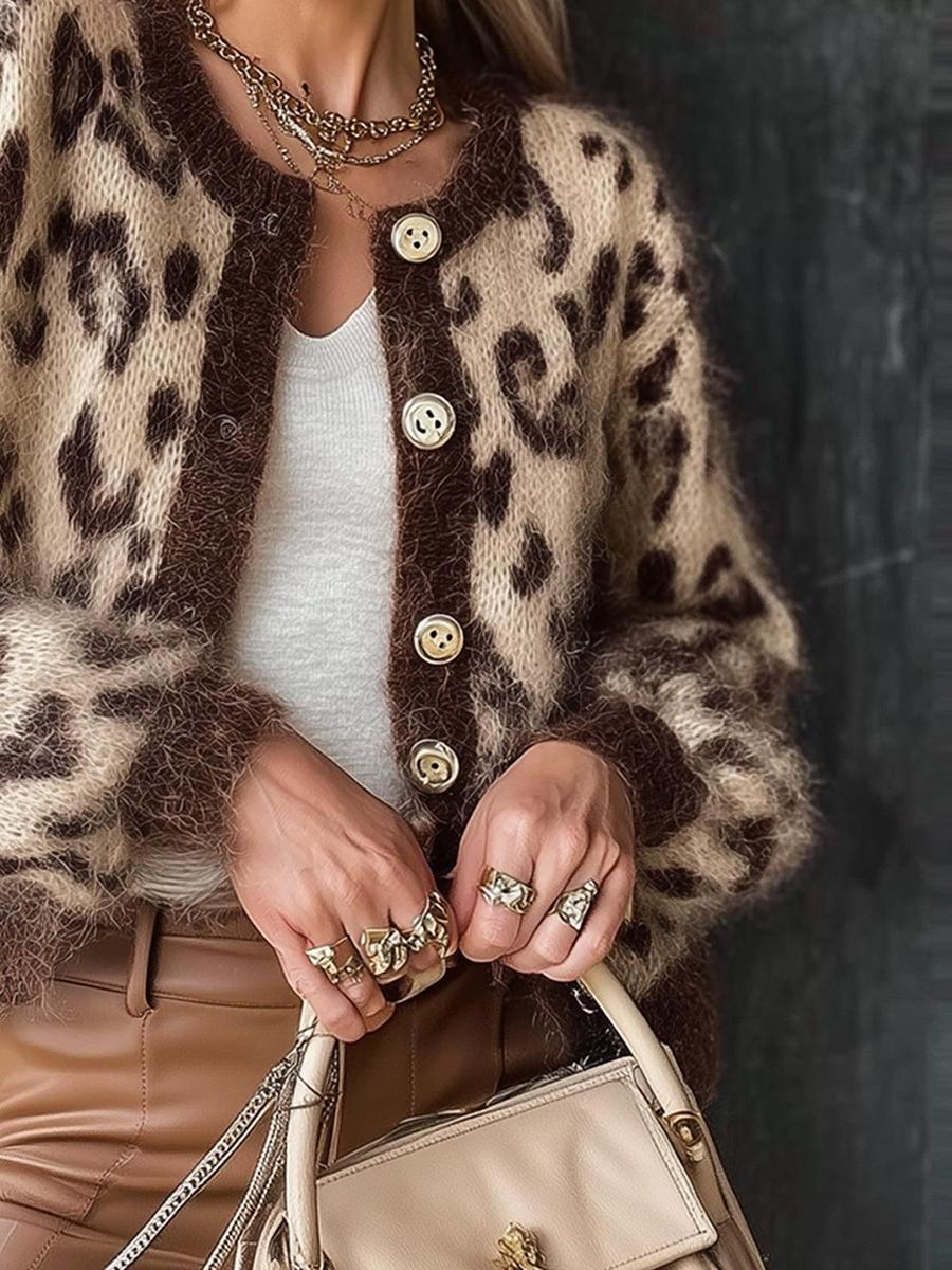 Wild Long Sleeve Leopard Cardigan - Stilvoll, Bequem & Vielseitig für den Herbst
