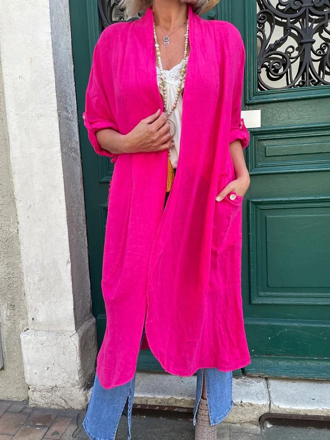 Langer Winter Cardigan in Knallpink – cozy & stylisch