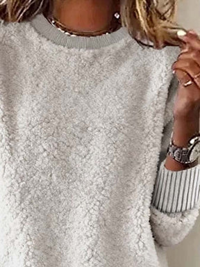 Kuscheliges Damen Teddy Sweatshirt Winter cremefarben