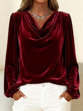 Samt Longsleeve Weinrot – Warmes Velvet Shirt für Winter & Festen