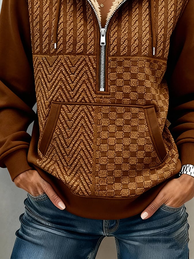 Kuscheliges Damen Western Sweatshirt Winter warm braun