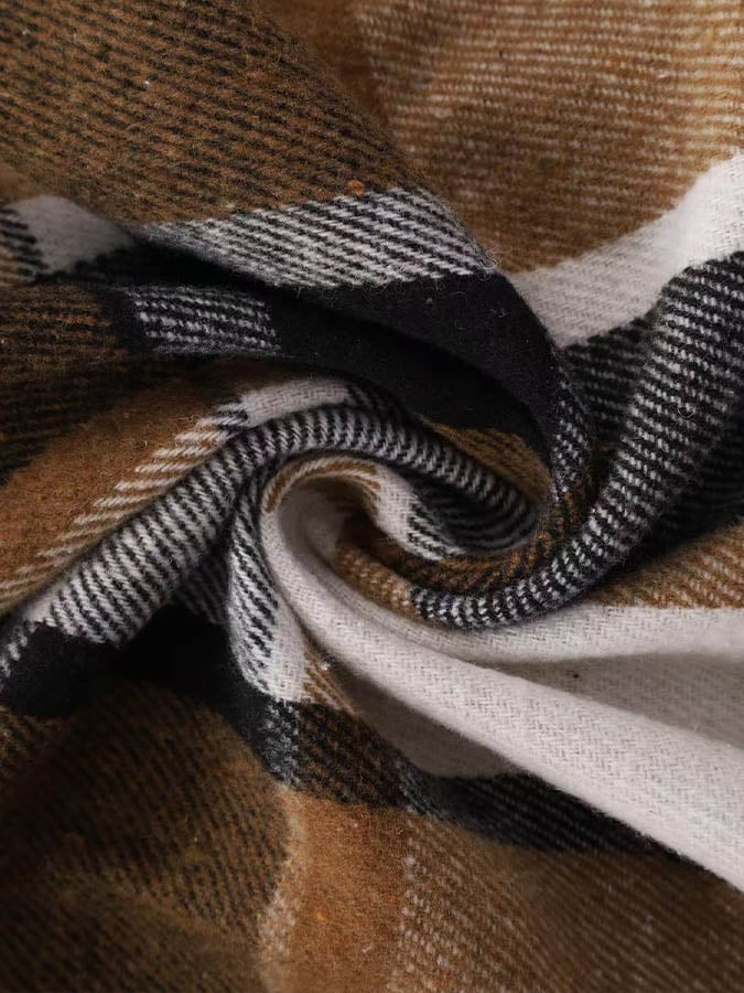 Winter Karo Cardigan Damen Wasserfalljacke Braun Schwarz