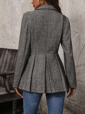 Eleganter Winter Blazer Cardigan grau tailliert Damen