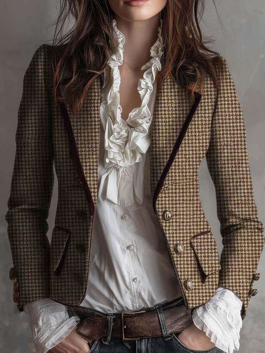 Herbstlicher Long Sleeve Plaid Blazer - Eleganz trifft auf Komfort