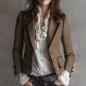 Herbstlicher Long Sleeve Plaid Blazer - Eleganz trifft auf Komfort