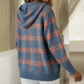 Herbstlicher Blue Plaid Hoodie Sweater – Warm, Stylisch und Vielseitig