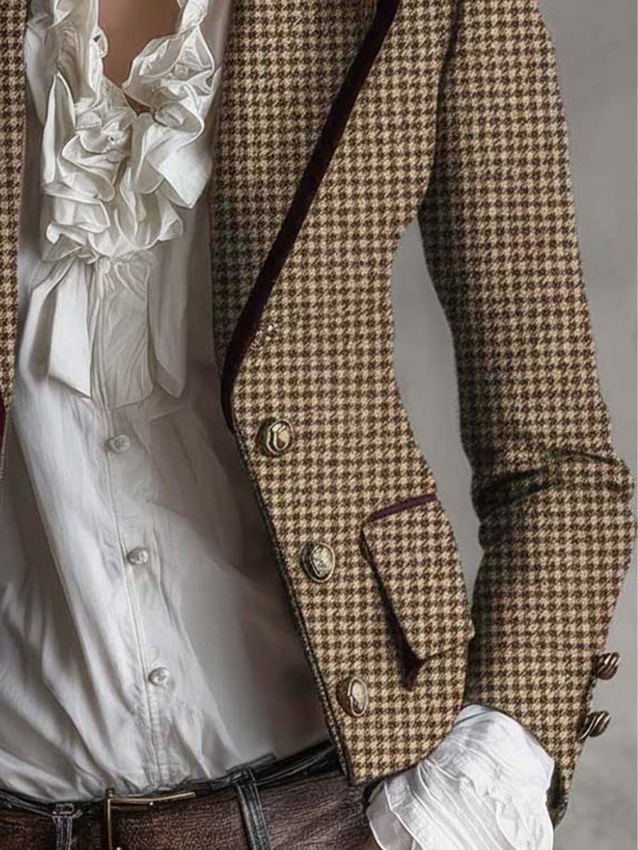 Herbstlicher Long Sleeve Plaid Blazer - Eleganz trifft auf Komfort