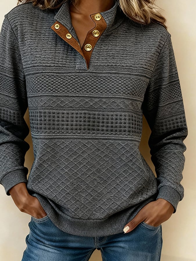 Kuschelwarmer Damen Winterpullover Grau mit Stehkragen