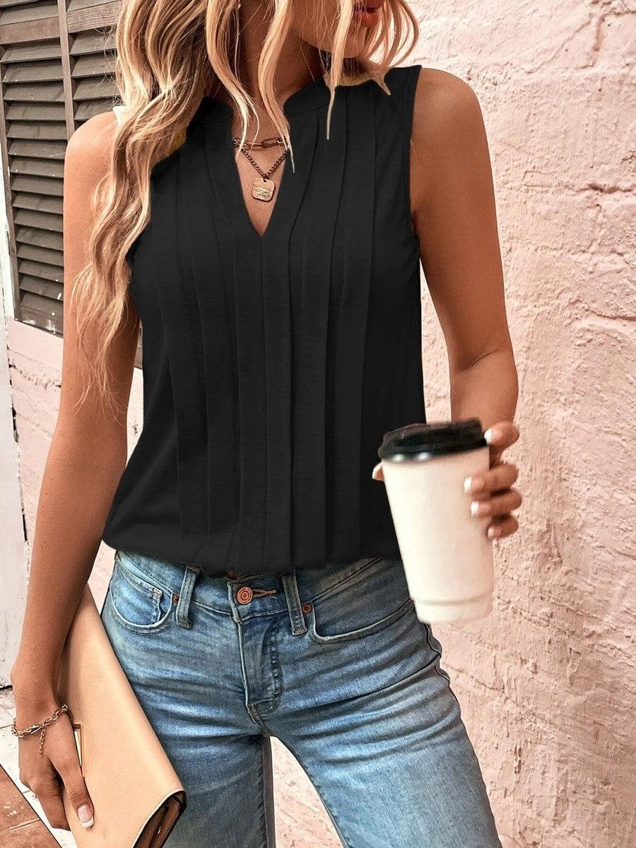 Elegantes schwarzes V-Neck Top – perfektes Winter-Layering