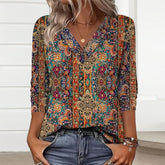 Boho V-Neck Longsleeve – warmes Ethno Shirt für den Winter