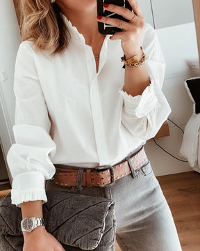 Elegantes weißes Damenhemd langarm – perfekt für den Winter