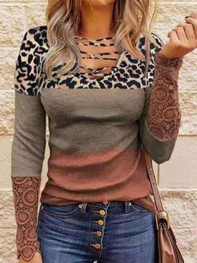 Rust Leopard Caged Top – warmes Winter Longsleeve Damen