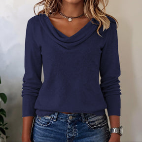 Herbst-Hygge mit Grey Long Sleeve Plain Sweater - Kuscheliger Begleiter