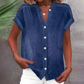 Winter Denim V-Neck Shirt kurzarm – lässig & warm kombinierbar