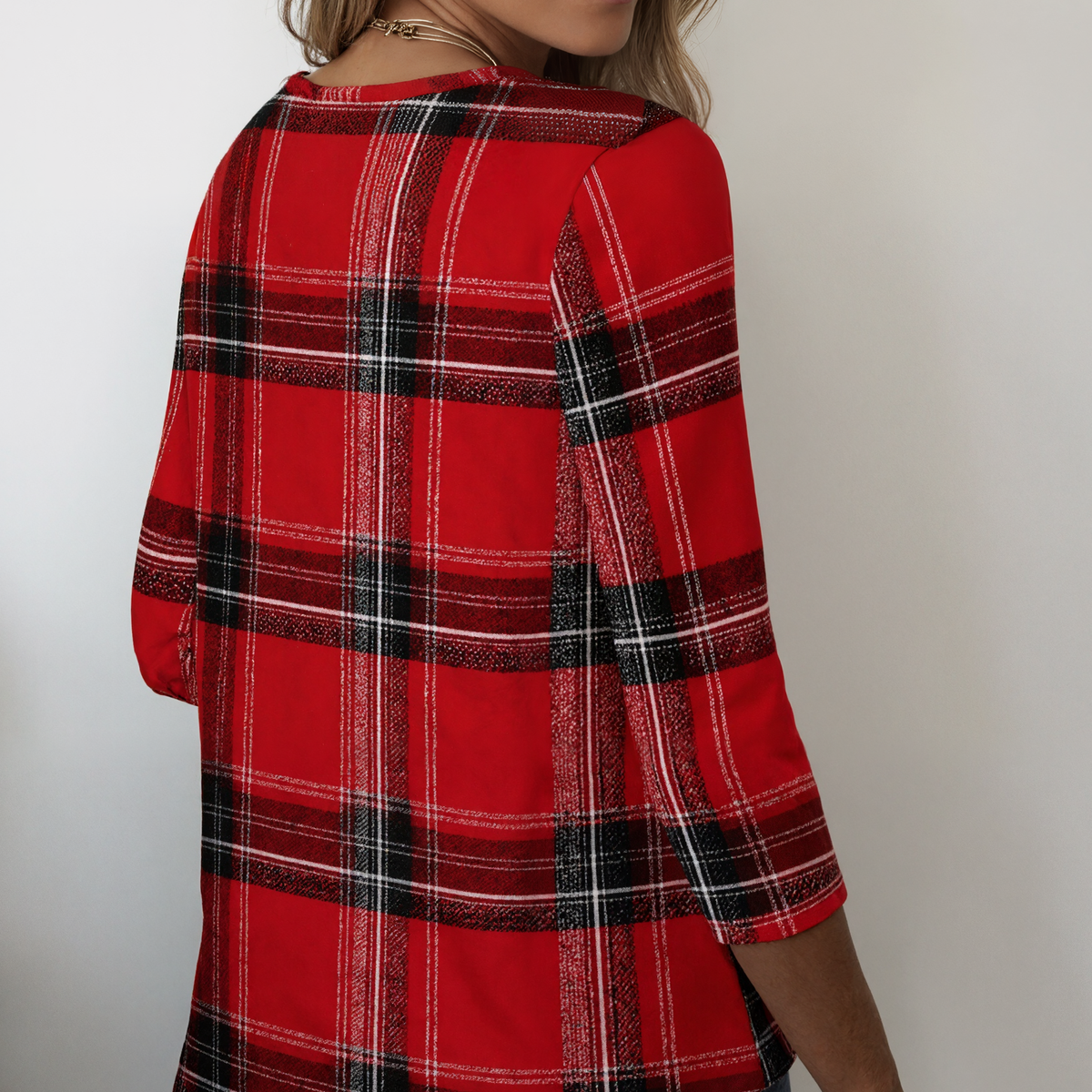 Winter Red Plaid Damen Longsleeve – Kuscheliges Karoshirt