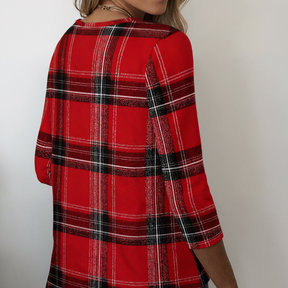 Winter Red Plaid Damen Longsleeve – Kuscheliges Karoshirt