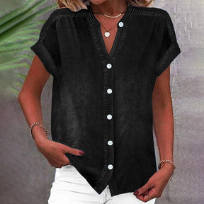 Winter Denim V-Neck Shirt kurzarm – lässig & warm kombinierbar