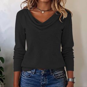 Herbst-Hygge mit Grey Long Sleeve Plain Sweater - Kuscheliger Begleiter