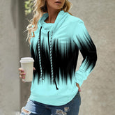 Winterlicher Aqua & Black Ombre Rain Hoodie - Komfort trifft auf Retro-Stil