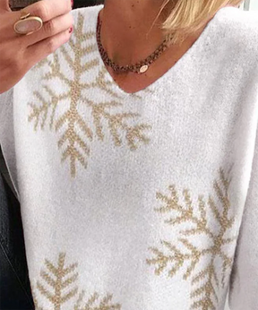 Winterzauber Schneeflocken-Print Sweater - Elegant & Warm für die Kälte
