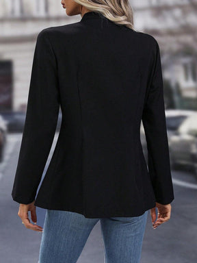 Winterlicher Luxus: Stilvolle, warme Black Long Sleeve Plain Outerwear