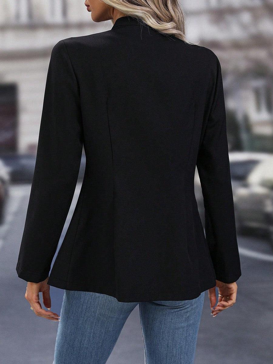 Winterlicher Luxus: Stilvolle, warme Black Long Sleeve Plain Outerwear