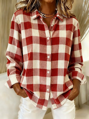 Kuscheliges Christmas Plaid Shirt Damen rot-weiß Winter Outfit