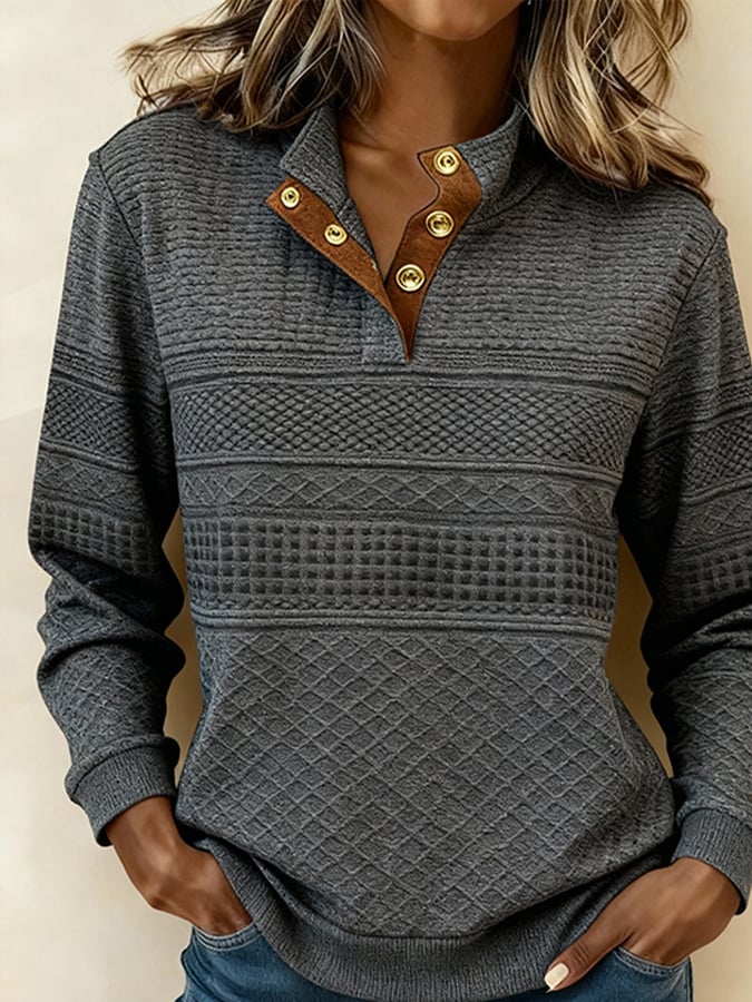 Kuschelwarmer Damen Winterpullover Grau mit Stehkragen