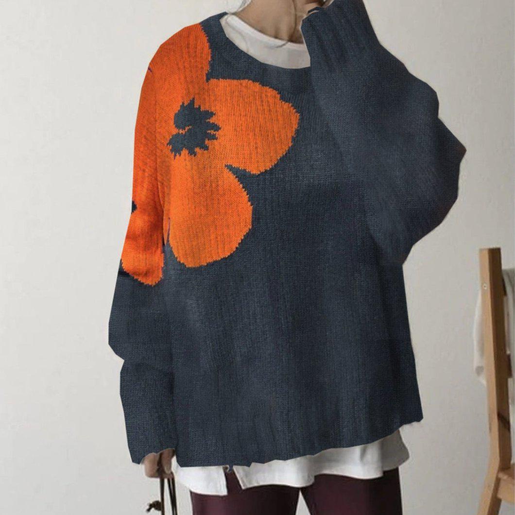Winter-Chic Navy Floral Print Sweater - Kuschelige Wärme trifft stylisches Design