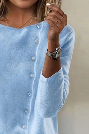 Wintermode Deluxe: Blue Long Sleeve Plain Sweater - Warm, Elegant & Komfortabel