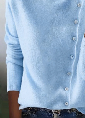 Wintermode Deluxe: Blue Long Sleeve Plain Sweater - Warm, Elegant & Komfortabel
