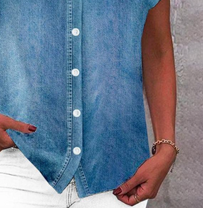 Winter Denim V-Neck Shirt kurzarm – lässig & warm kombinierbar