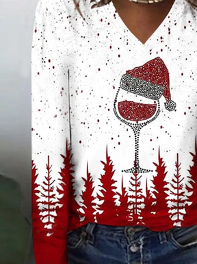 Weihnachtliches Rotwein Longsleeve Damen – Winter Party Shirt