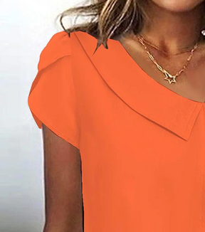 Winter-Glow Orange Surplice Top kurzarm – elegant & cozy