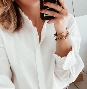 Elegantes weißes Damenhemd langarm – perfekt für den Winter