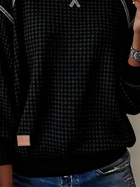 Damen Waffle Sweatshirt Schwarz – Warmes Winter Basic