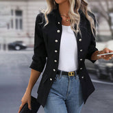 Winterlicher Luxus: Stilvolle, warme Black Long Sleeve Plain Outerwear