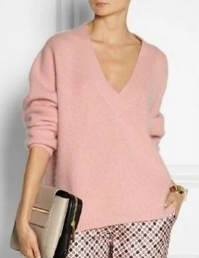Winter Chic: Pinkes V-Neck Zwei-Teiler Set mit Seitentaschen