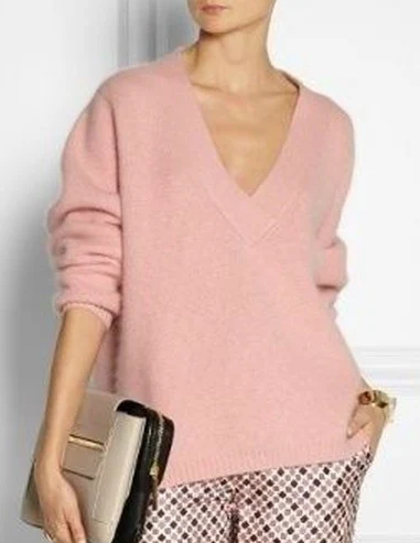 Winter Chic: Pinkes V-Neck Zwei-Teiler Set mit Seitentaschen