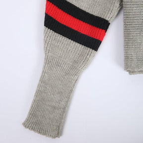 Winter-Chic Boston Red Striped Gray Dolman Sweater - Kuschelig & Stilsicher