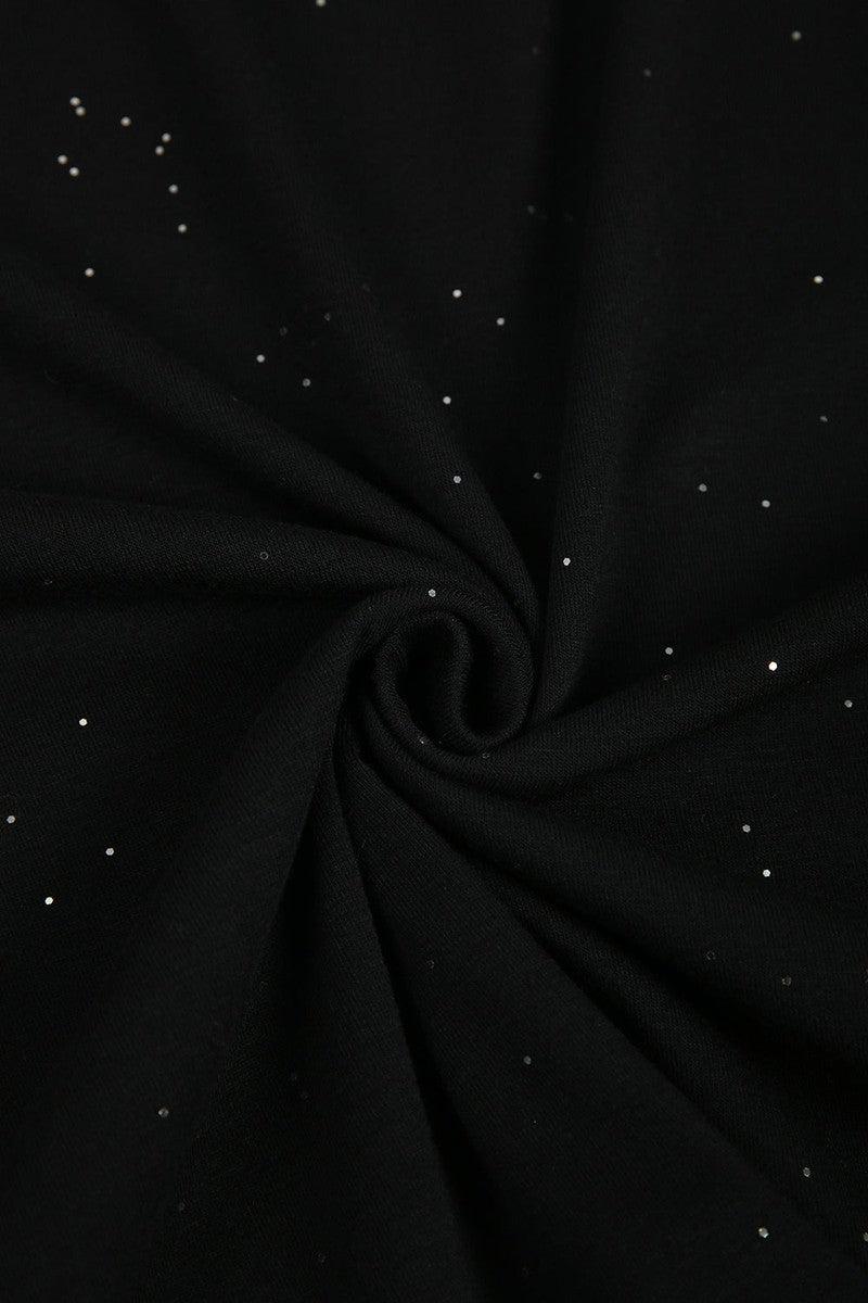 New York Nights Winter Top Schwarz mit glitzernden Sternen