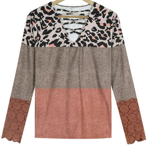 Rust Leopard Caged Top – warmes Winter Longsleeve Damen