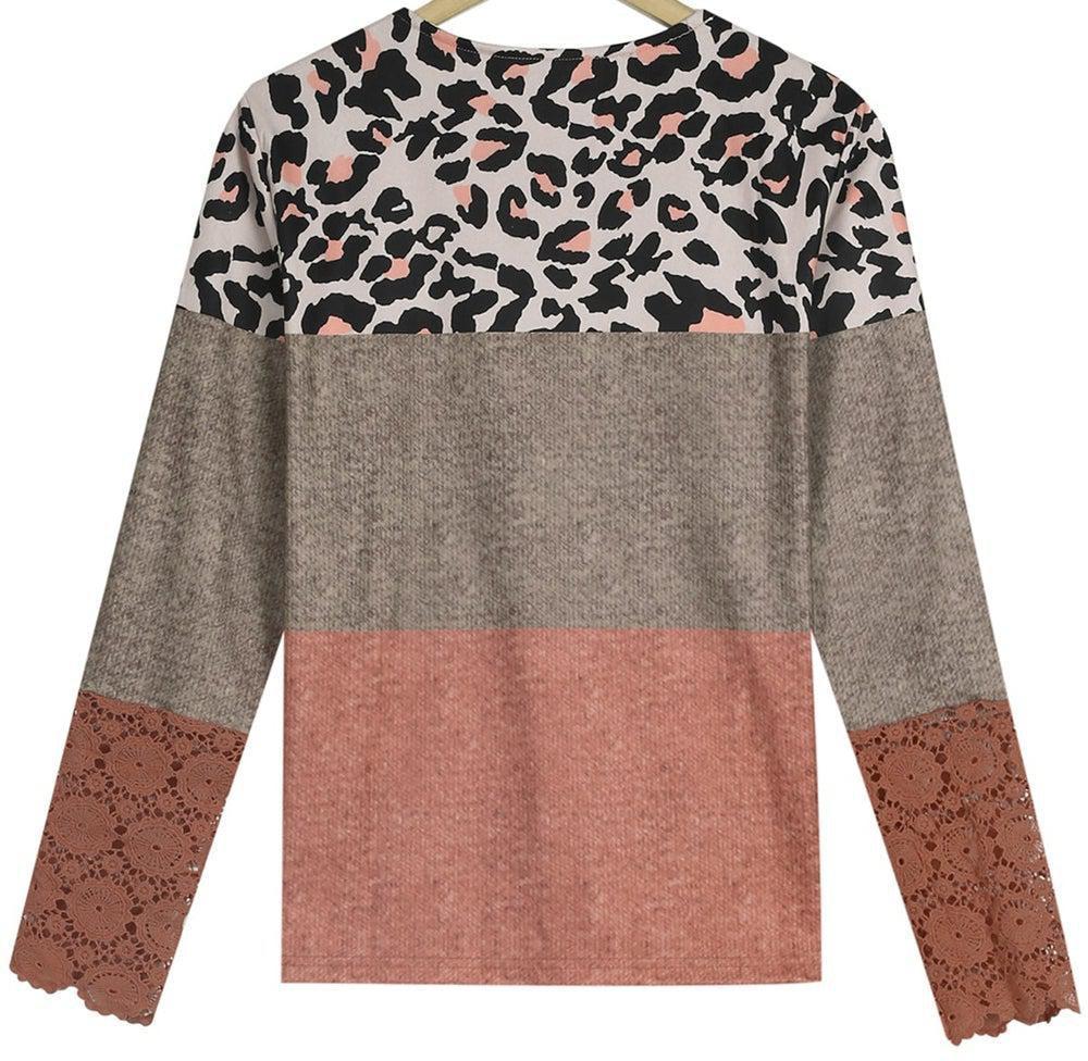 Rust Leopard Caged Top – warmes Winter Longsleeve Damen