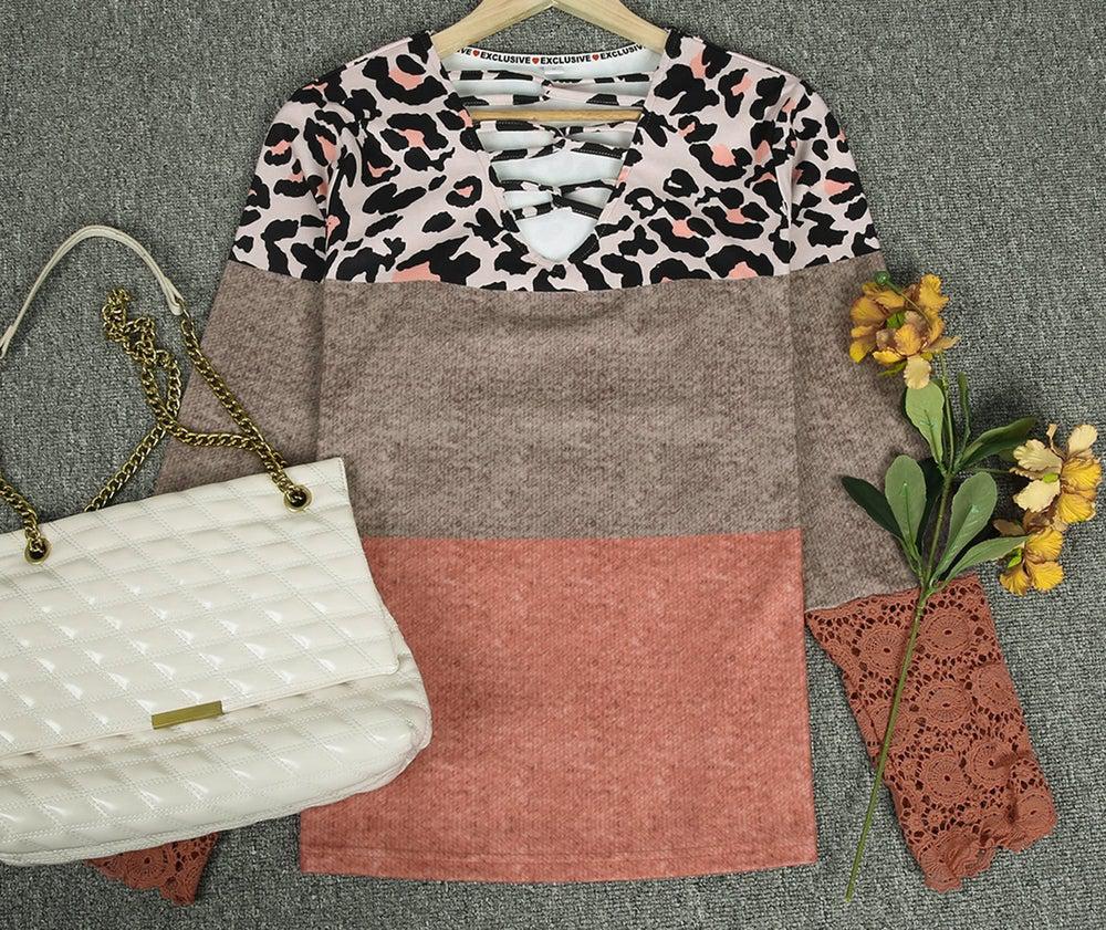 Rust Leopard Caged Top – warmes Winter Longsleeve Damen