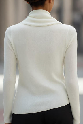 Herbstliches Highlight: Cozy Mock Neck Long Sleeve Sweater in Weiß