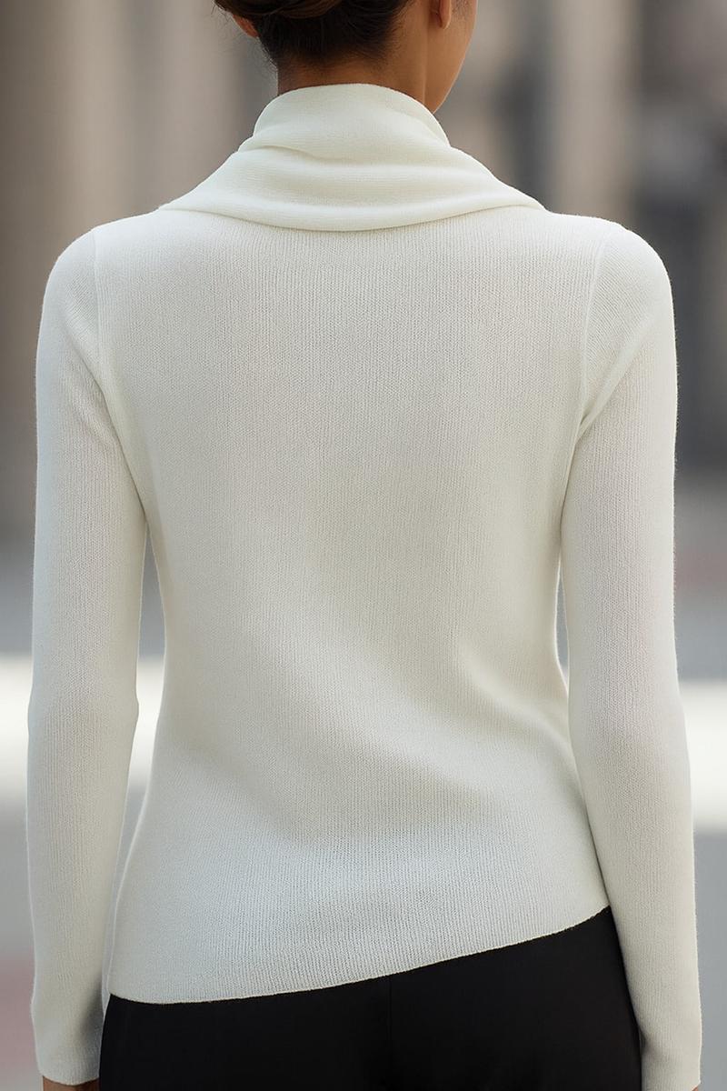 Herbstliches Highlight: Cozy Mock Neck Long Sleeve Sweater in Weiß